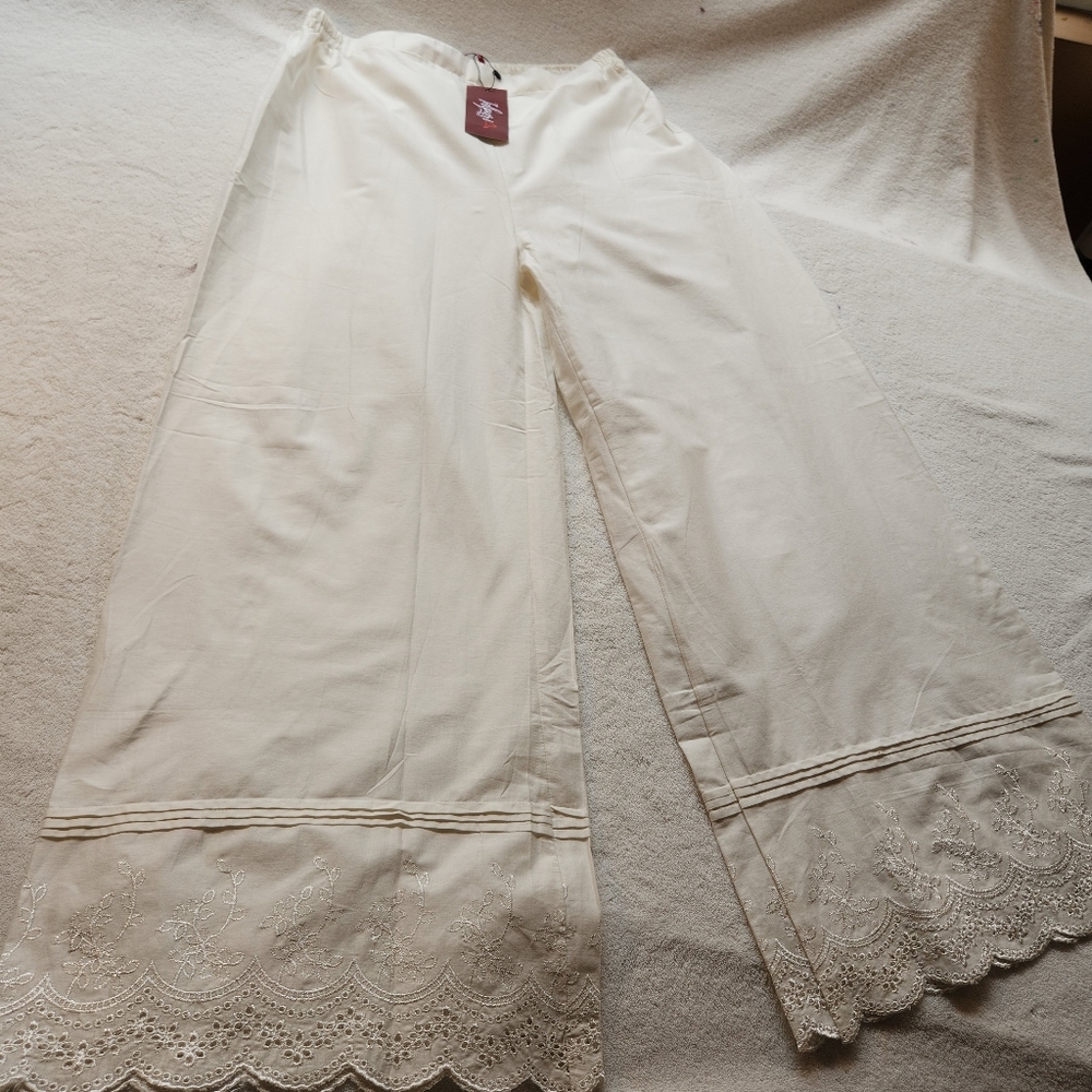Elegant Cream Palazzo Pants